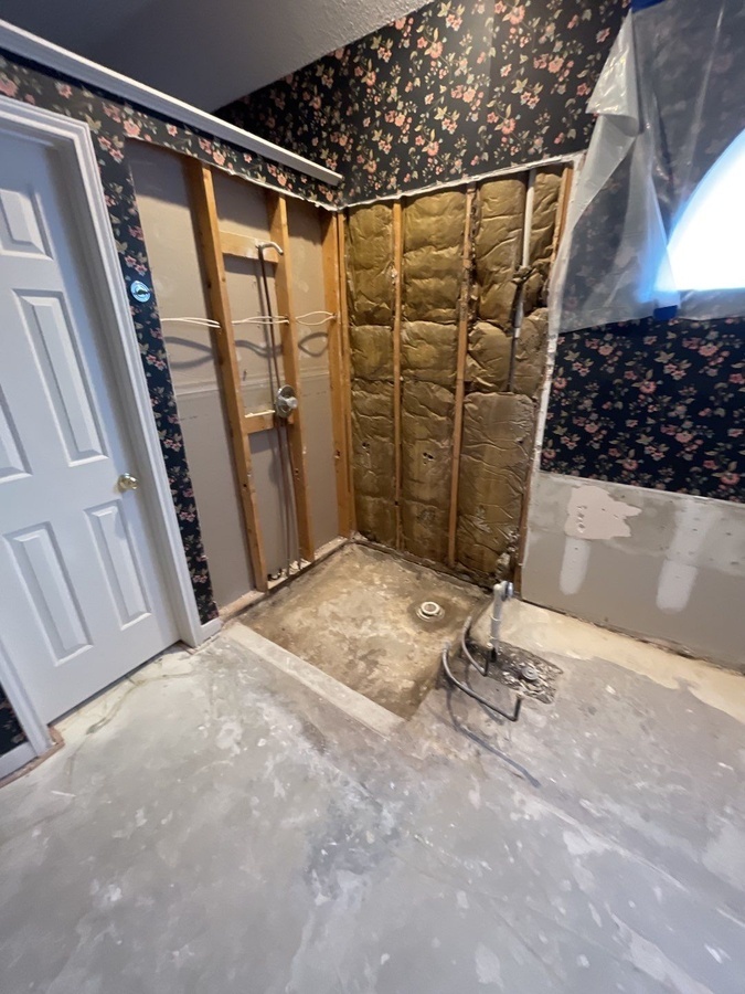 Demolition phase of San Antonio bathroom remodel by Wade Caldwell Construct