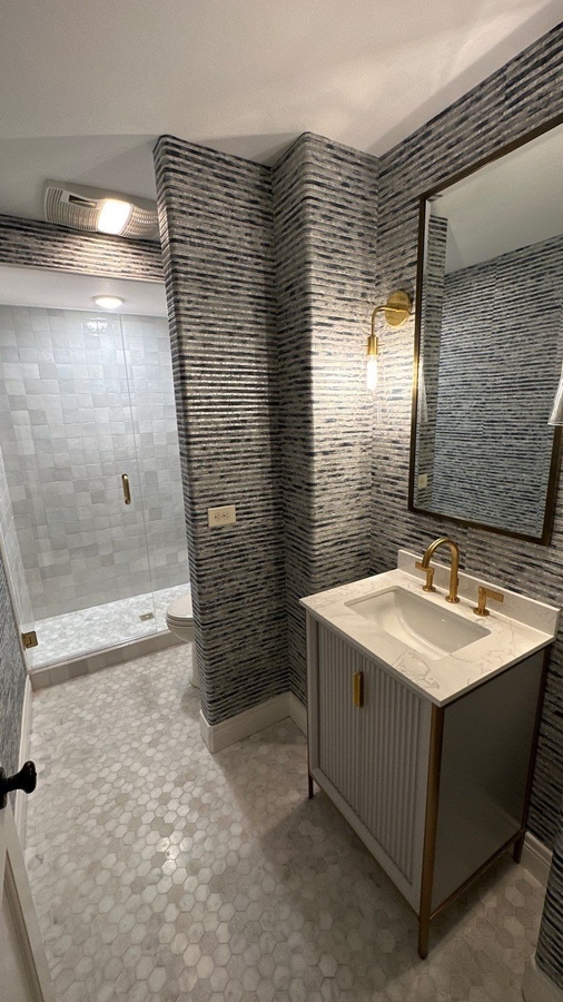 Alamo Heights bathroom remodel featuring a compact vanity